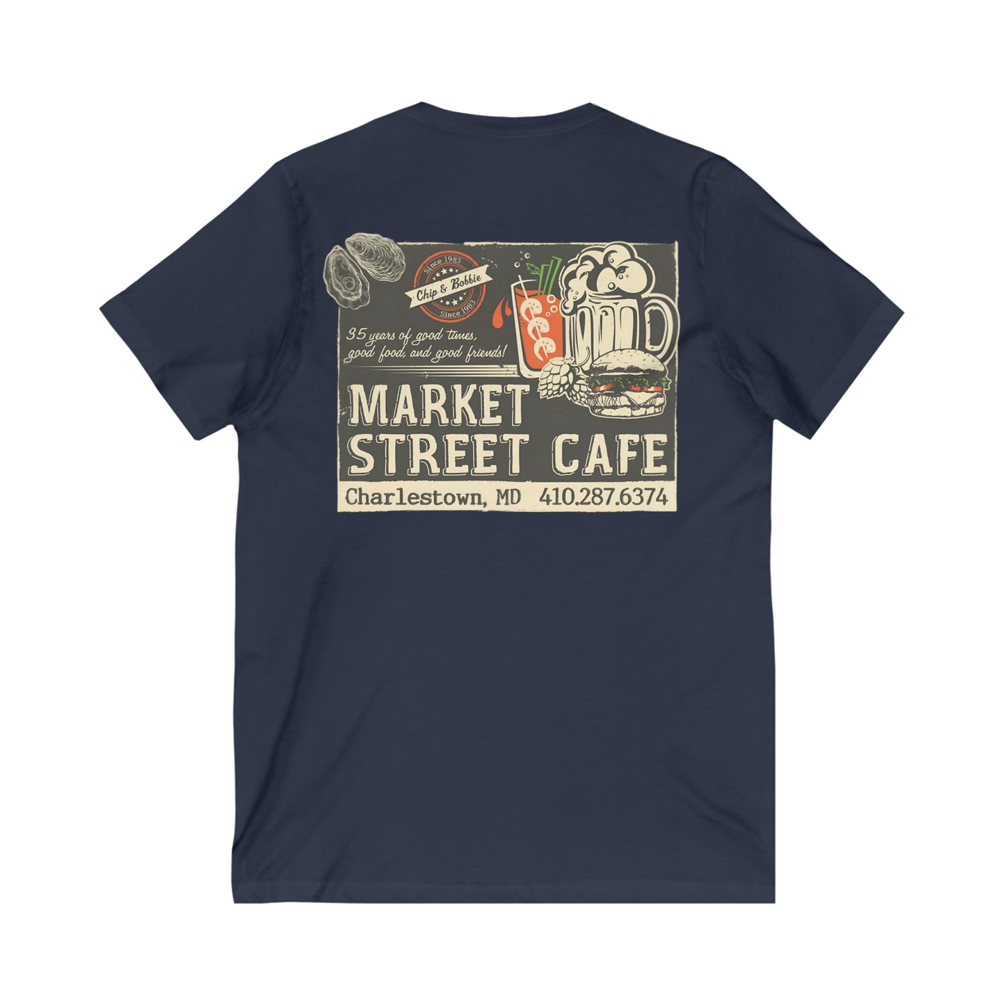 Market Street Unisex Jersey Short Sleeve V-Neck Tee