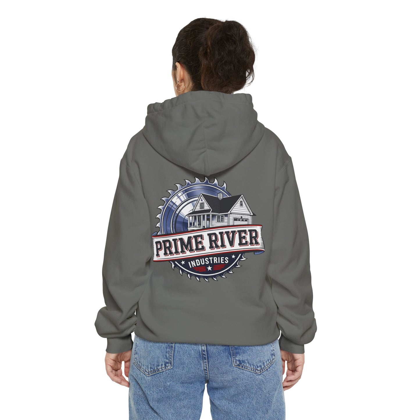Prime River Industries Hoodie — Vintage Mill Logo Garment-Dyed Pullover
