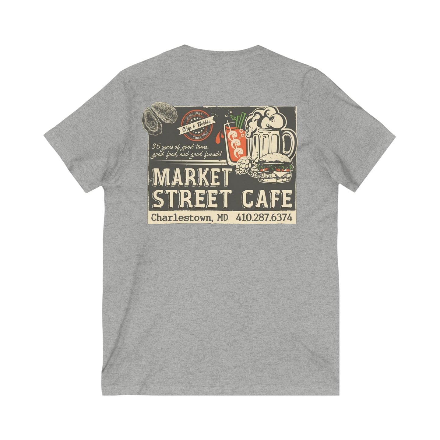 Market Street Unisex Jersey Short Sleeve V-Neck Tee