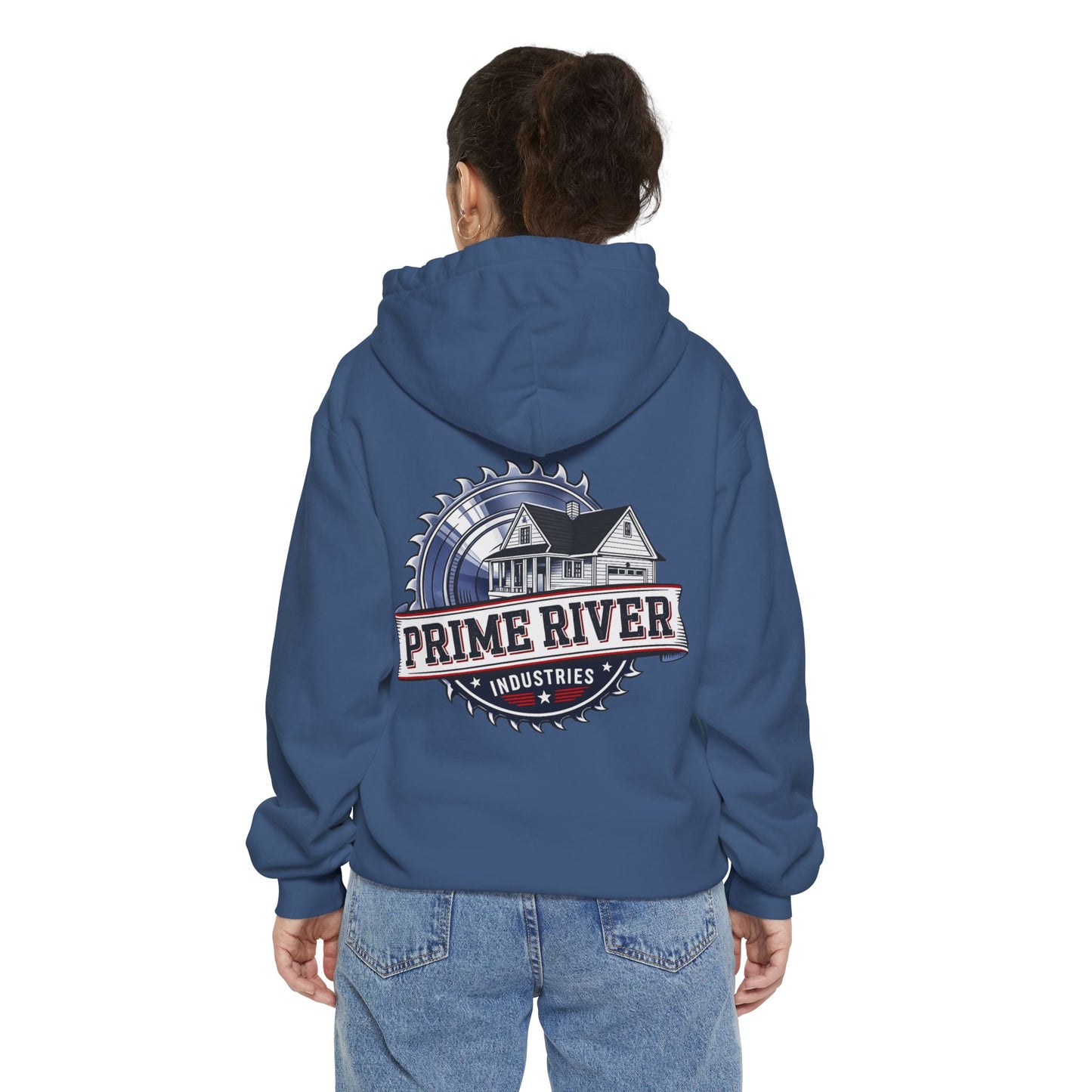 Prime River Industries Hoodie — Vintage Mill Logo Garment-Dyed Pullover