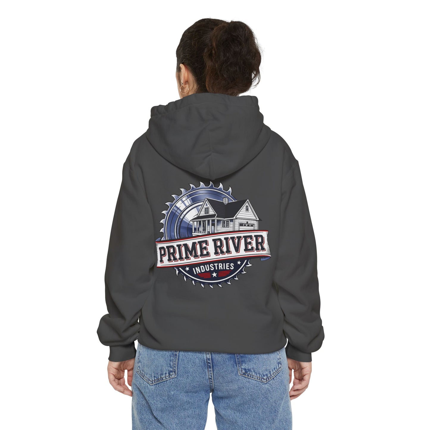 Prime River Industries Hoodie — Vintage Mill Logo Garment-Dyed Pullover