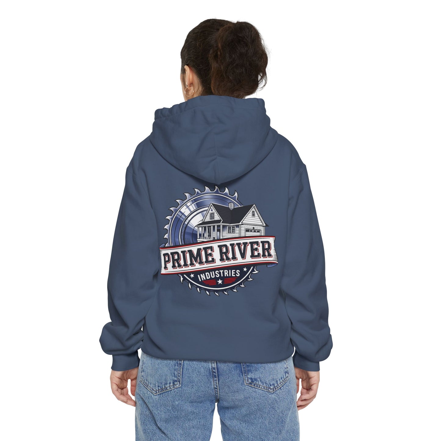Prime River Industries Hoodie — Vintage Mill Logo Garment-Dyed Pullover